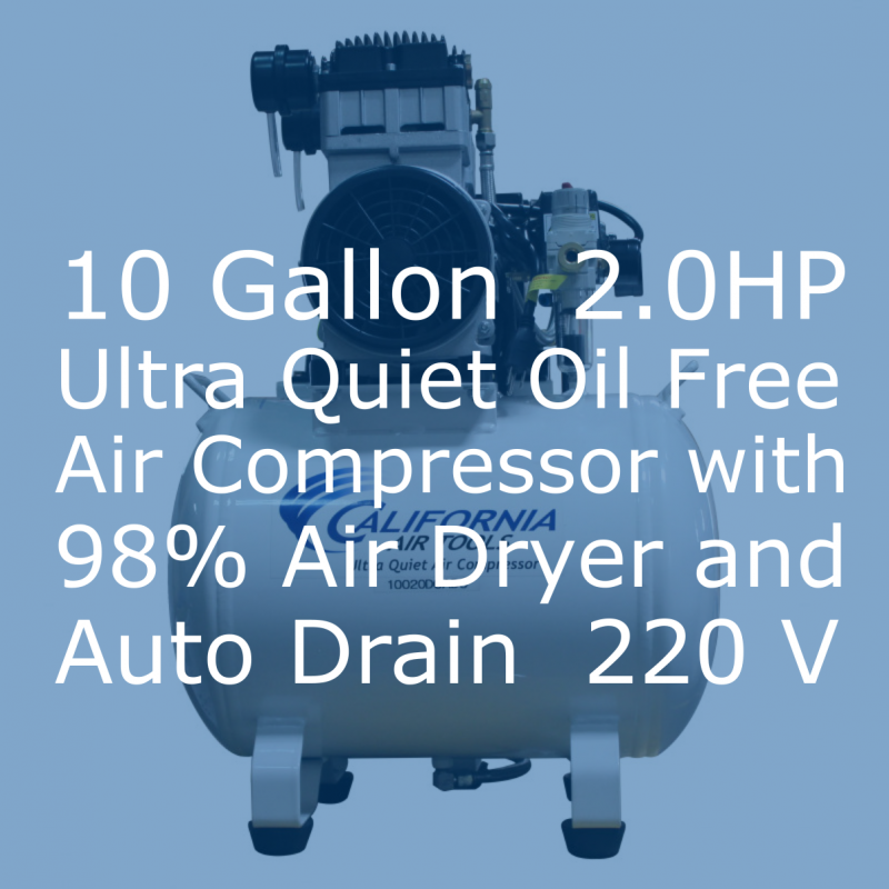 California Air Tools 10020HDCADC-22060 Ultra Quiet & Oil-Free 2.0 Hp, 10.0 Gal. w/ Air Dryer (220v 60hz)