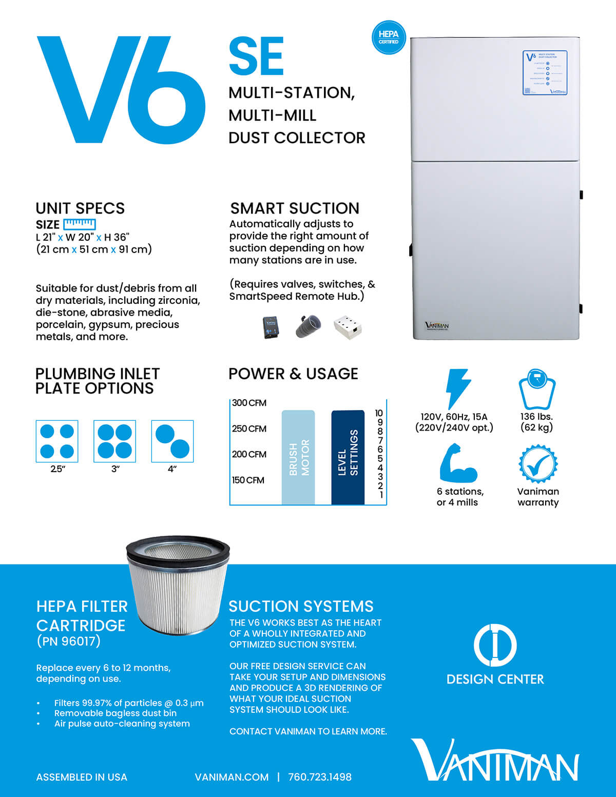 Vaniman VSix Multi-Station Dust Collector