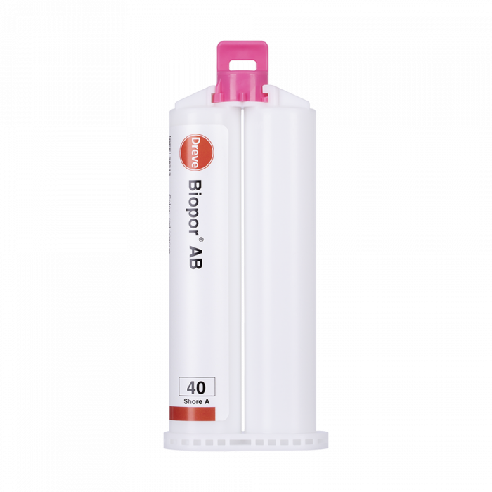 Dreve Biopor AB dark red-opaque, 40 Shore A, 8 x S 50 dbl cartridges of 2 x 25 ml A+B