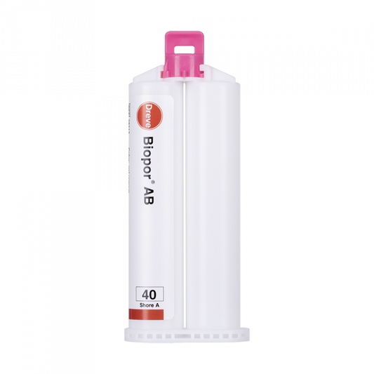 Dreve Biopor AB dark red-opaque, 40 Shore A, 8 x S 50 dbl cartridges of 2 x 25 ml A+B